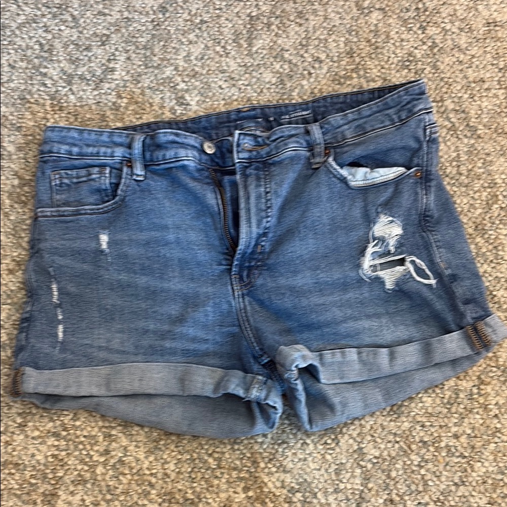 Distressed Blue Jean Shorts